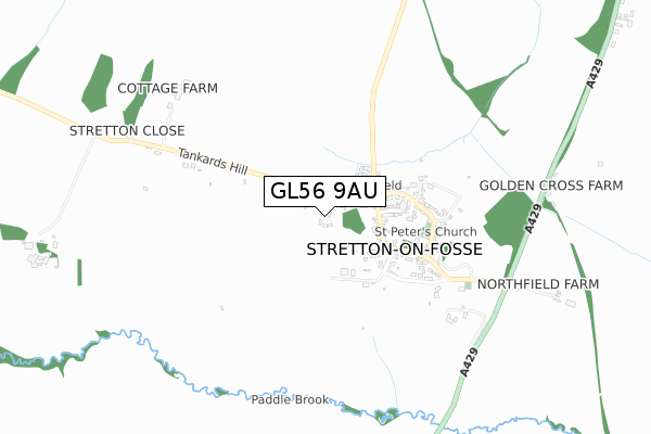 GL56 9AU map - small scale - OS Open Zoomstack (Ordnance Survey)