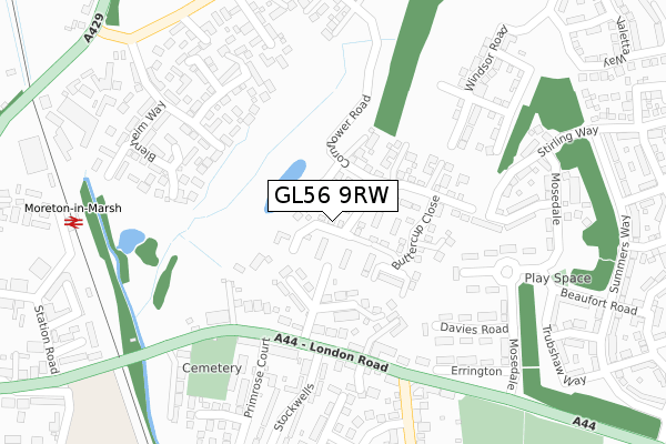 GL56 9RW map - large scale - OS Open Zoomstack (Ordnance Survey)