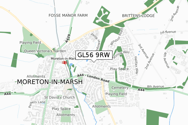 GL56 9RW map - small scale - OS Open Zoomstack (Ordnance Survey)