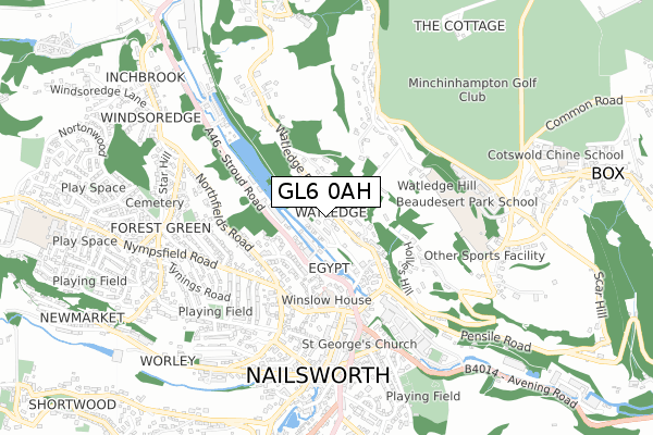 GL6 0AH map - small scale - OS Open Zoomstack (Ordnance Survey)