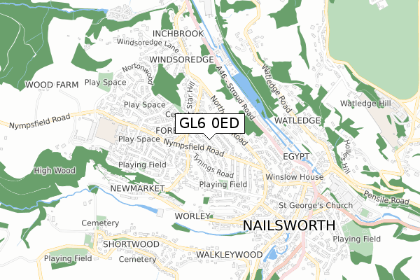 GL6 0ED map - small scale - OS Open Zoomstack (Ordnance Survey)