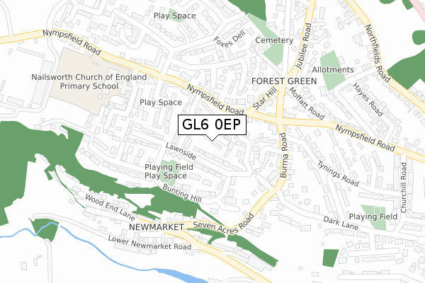 GL6 0EP map - large scale - OS Open Zoomstack (Ordnance Survey)