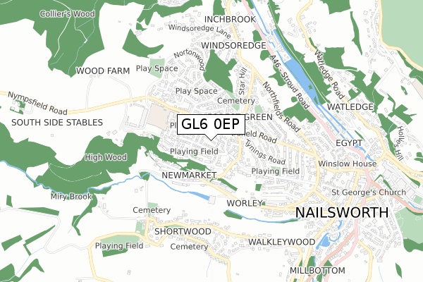 GL6 0EP map - small scale - OS Open Zoomstack (Ordnance Survey)