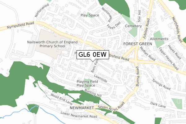 GL6 0EW map - large scale - OS Open Zoomstack (Ordnance Survey)