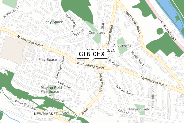 GL6 0EX map - large scale - OS Open Zoomstack (Ordnance Survey)