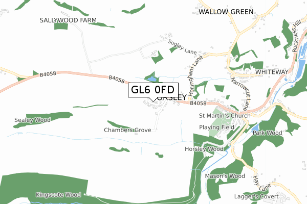 GL6 0FD map - small scale - OS Open Zoomstack (Ordnance Survey)