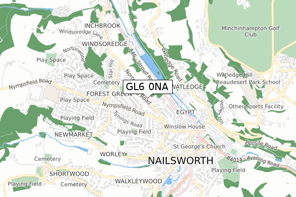 GL6 0NA map - small scale - OS Open Zoomstack (Ordnance Survey)