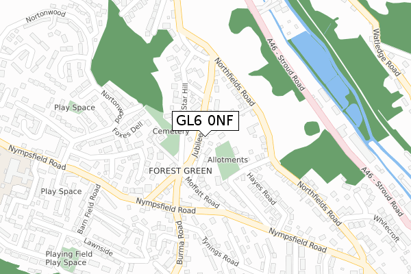 GL6 0NF map - large scale - OS Open Zoomstack (Ordnance Survey)