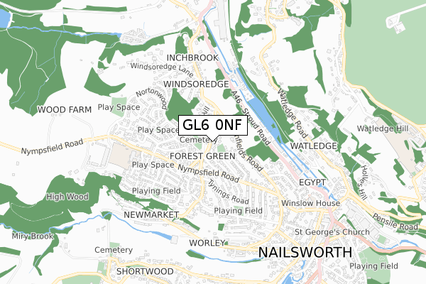 GL6 0NF map - small scale - OS Open Zoomstack (Ordnance Survey)