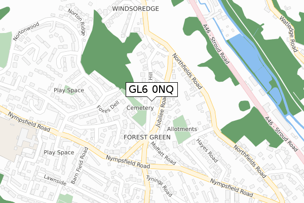 GL6 0NQ map - large scale - OS Open Zoomstack (Ordnance Survey)
