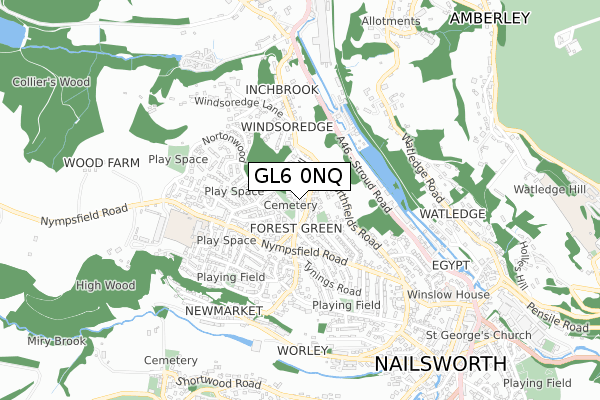 GL6 0NQ map - small scale - OS Open Zoomstack (Ordnance Survey)