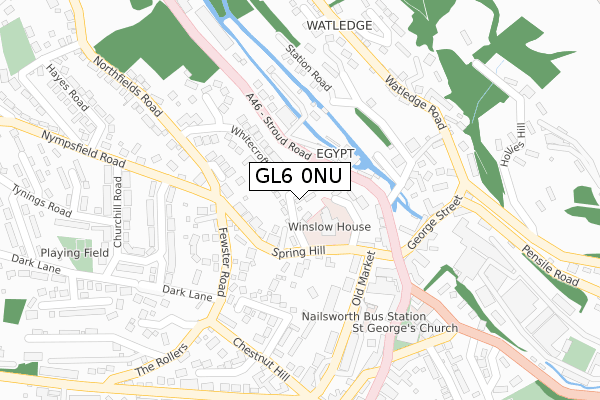 GL6 0NU map - large scale - OS Open Zoomstack (Ordnance Survey)