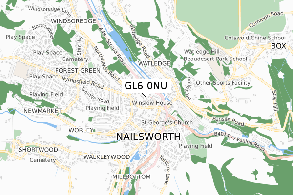 GL6 0NU map - small scale - OS Open Zoomstack (Ordnance Survey)