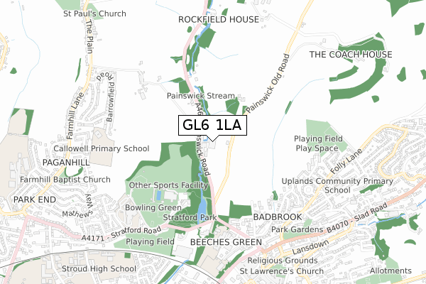 GL6 1LA map - small scale - OS Open Zoomstack (Ordnance Survey)