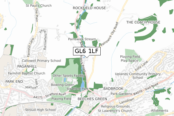 GL6 1LF map - small scale - OS Open Zoomstack (Ordnance Survey)