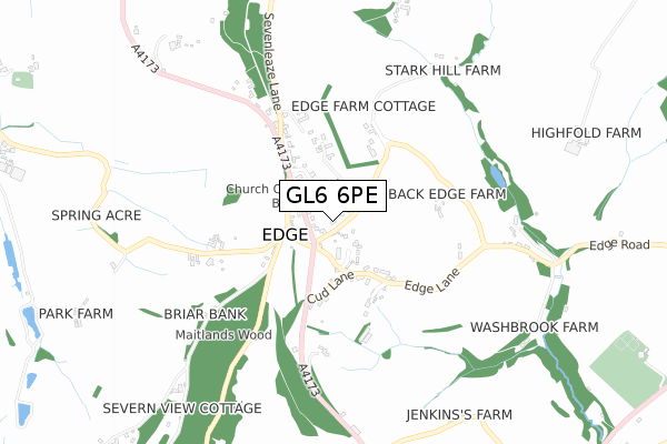 GL6 6PE map - small scale - OS Open Zoomstack (Ordnance Survey)