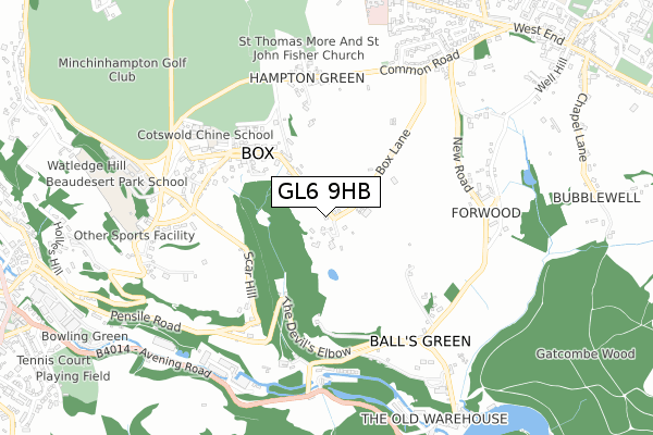 GL6 9HB map - small scale - OS Open Zoomstack (Ordnance Survey)