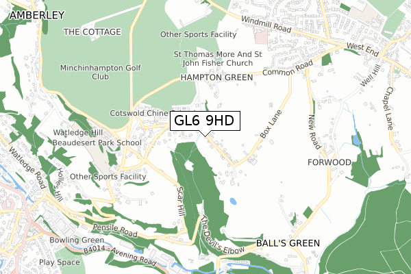 GL6 9HD map - small scale - OS Open Zoomstack (Ordnance Survey)