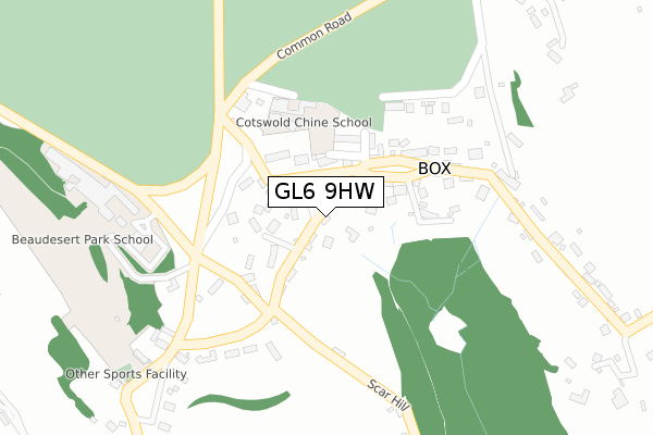 GL6 9HW map - large scale - OS Open Zoomstack (Ordnance Survey)