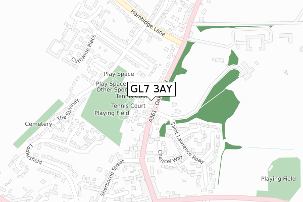 GL7 3AY map - large scale - OS Open Zoomstack (Ordnance Survey)