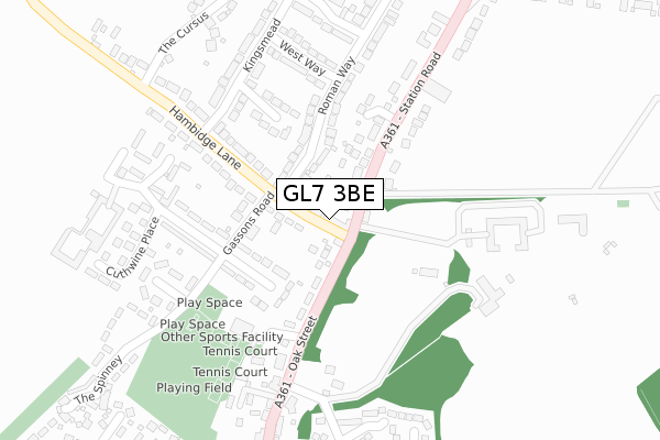 GL7 3BE map - large scale - OS Open Zoomstack (Ordnance Survey)