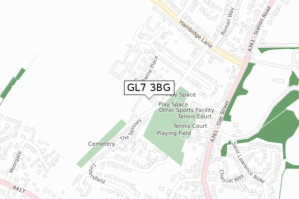 GL7 3BG map - large scale - OS Open Zoomstack (Ordnance Survey)