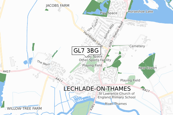 GL7 3BG map - small scale - OS Open Zoomstack (Ordnance Survey)