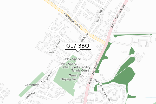 GL7 3BQ map - large scale - OS Open Zoomstack (Ordnance Survey)