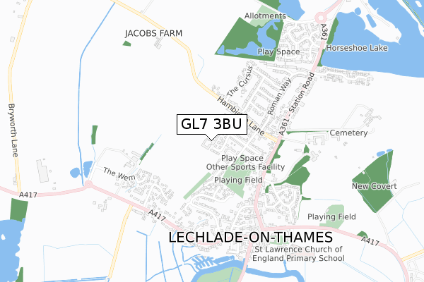 GL7 3BU map - small scale - OS Open Zoomstack (Ordnance Survey)