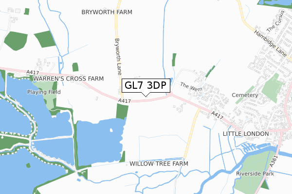 GL7 3DP map - small scale - OS Open Zoomstack (Ordnance Survey)