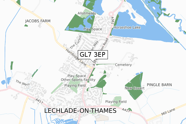 GL7 3EP map - small scale - OS Open Zoomstack (Ordnance Survey)