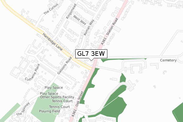 GL7 3EW map - large scale - OS Open Zoomstack (Ordnance Survey)