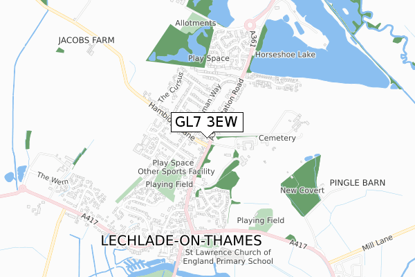 GL7 3EW map - small scale - OS Open Zoomstack (Ordnance Survey)