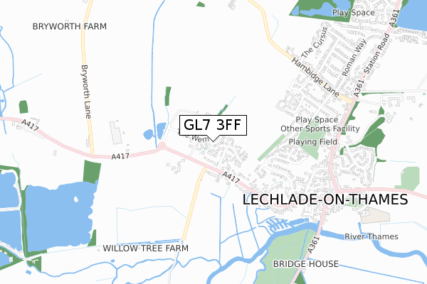 GL7 3FF map - small scale - OS Open Zoomstack (Ordnance Survey)