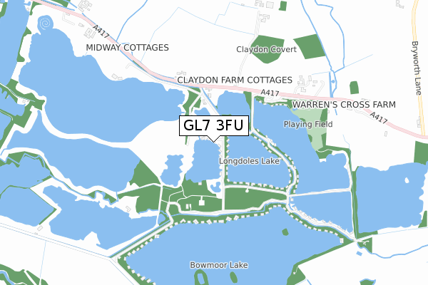 GL7 3FU map - small scale - OS Open Zoomstack (Ordnance Survey)
