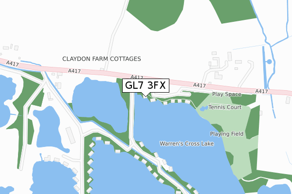 GL7 3FX map - large scale - OS Open Zoomstack (Ordnance Survey)