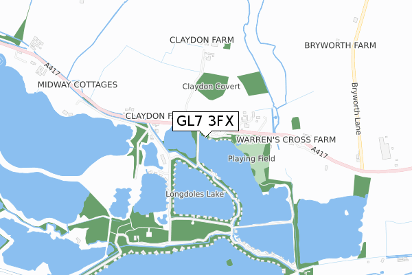 GL7 3FX map - small scale - OS Open Zoomstack (Ordnance Survey)