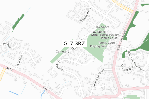 GL7 3RZ map - large scale - OS Open Zoomstack (Ordnance Survey)