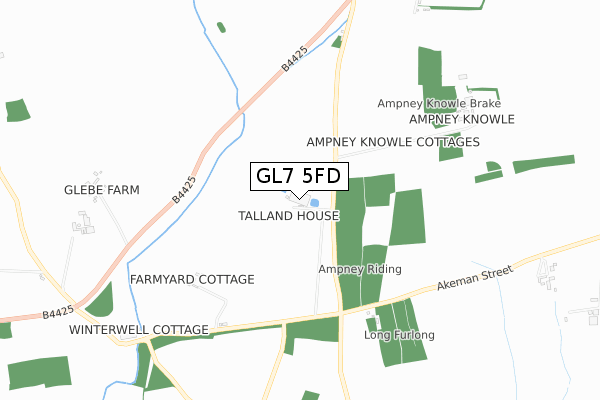 GL7 5FD map - small scale - OS Open Zoomstack (Ordnance Survey)