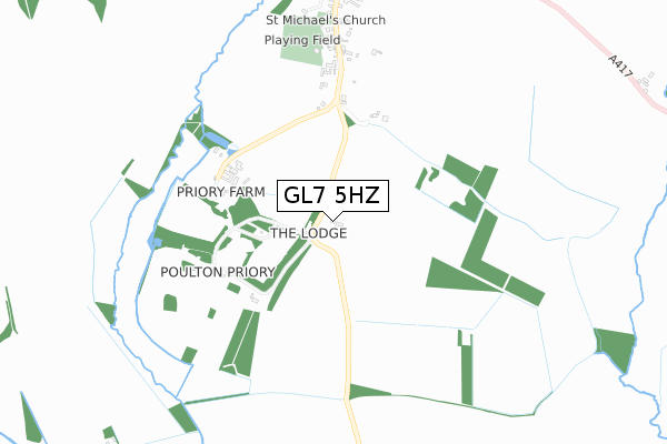 GL7 5HZ map - small scale - OS Open Zoomstack (Ordnance Survey)