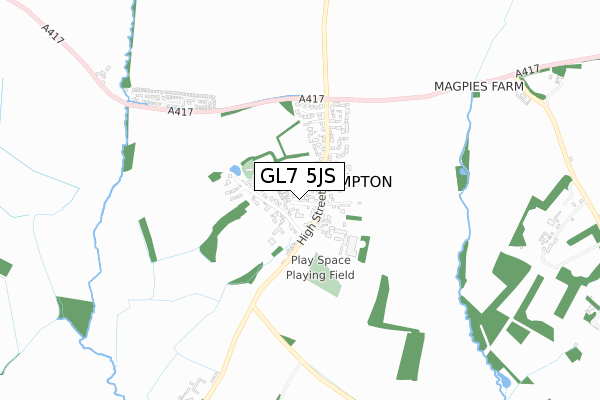 GL7 5JS map - small scale - OS Open Zoomstack (Ordnance Survey)