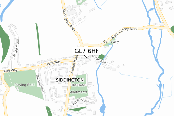 GL7 6HF map - large scale - OS Open Zoomstack (Ordnance Survey)