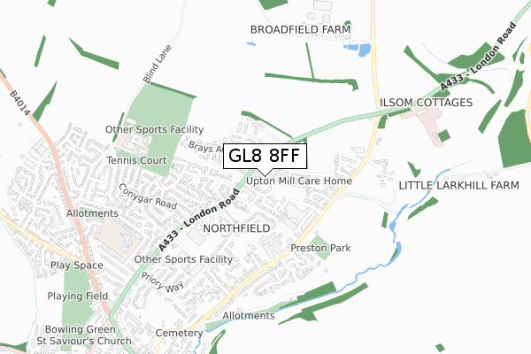 GL8 8FF map - small scale - OS Open Zoomstack (Ordnance Survey)