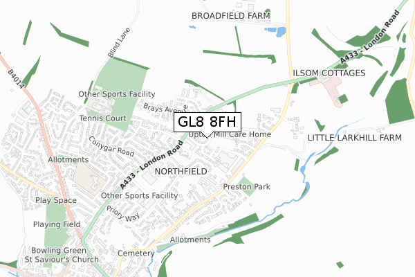 GL8 8FH map - small scale - OS Open Zoomstack (Ordnance Survey)