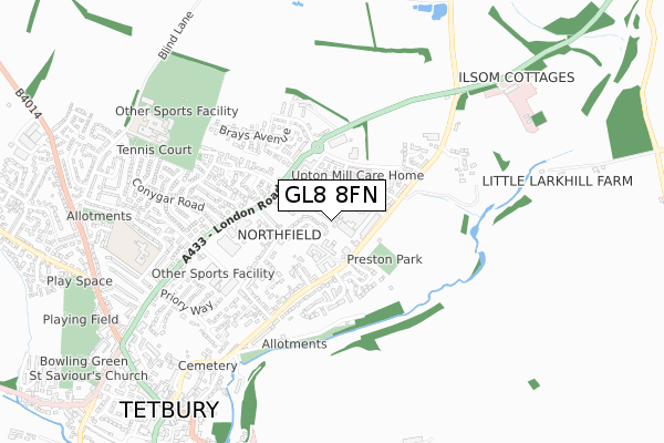 GL8 8FN map - small scale - OS Open Zoomstack (Ordnance Survey)