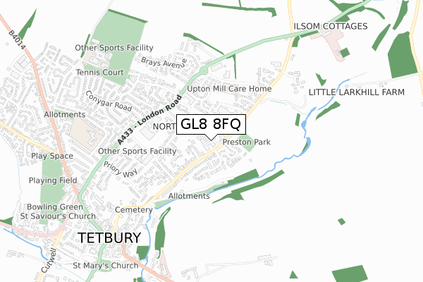 GL8 8FQ map - small scale - OS Open Zoomstack (Ordnance Survey)