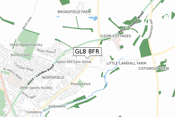 GL8 8FR map - small scale - OS Open Zoomstack (Ordnance Survey) GL8 8FR map - small scale - OS Open Zoomstack (Ordnance Survey)