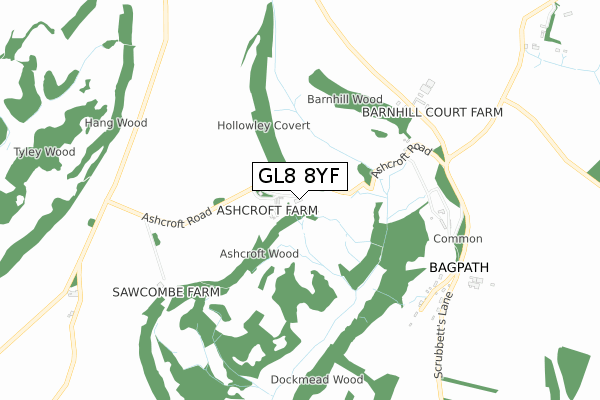 GL8 8YF map - small scale - OS Open Zoomstack (Ordnance Survey)