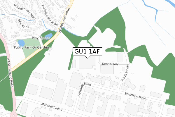 GU1 1AF map - large scale - OS Open Zoomstack (Ordnance Survey)