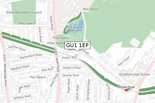 GU1 1EP map - large scale - OS Open Zoomstack (Ordnance Survey)